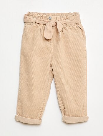Pantaloni paperbag in velluto a coste