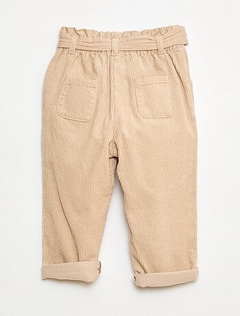 Pantaloni paperbag in velluto a coste