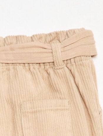 Pantaloni paperbag in velluto a coste