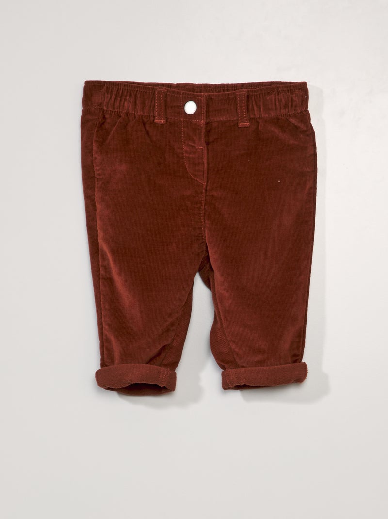 Pantaloni paperbag in velluto a coste MARRONE - Kiabi