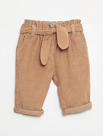 Pantaloni paperbag in velluto a coste