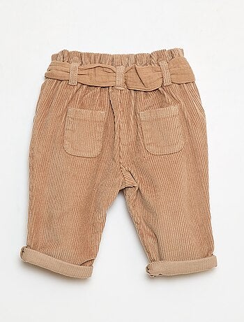 Pantaloni paperbag in velluto a coste