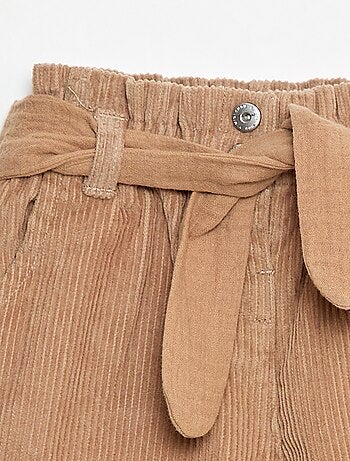 Pantaloni paperbag in velluto a coste