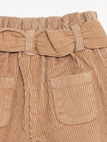 Pantaloni paperbag in velluto a coste