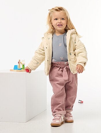 Pantaloni paperbag in velluto a coste