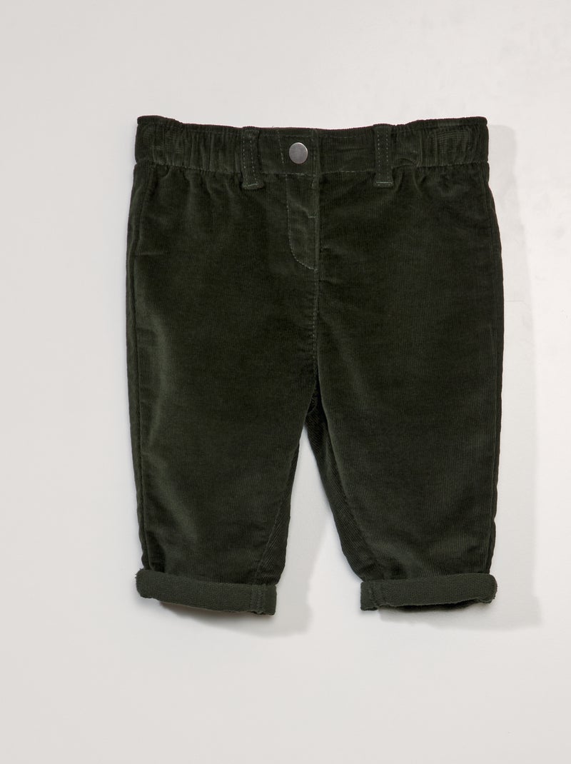 Pantaloni paperbag in velluto a coste VERDE - Kiabi
