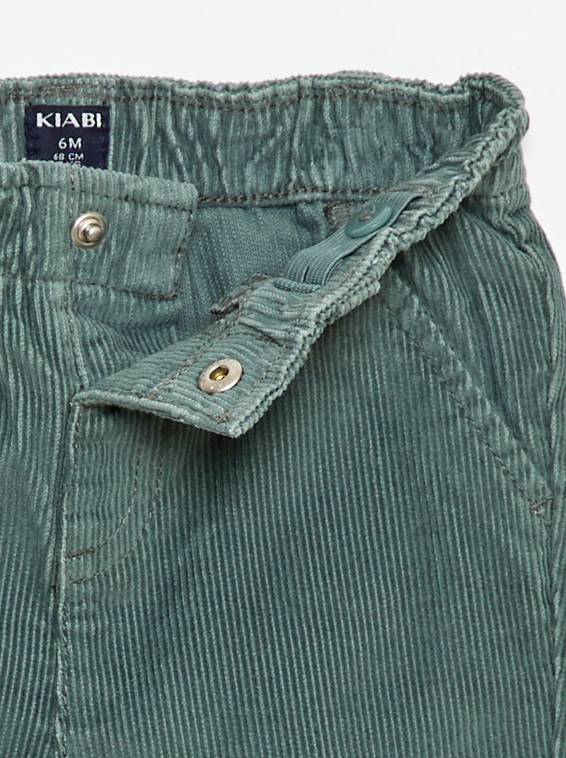 Pantaloni paperbag in velluto a coste Verde - Kiabi