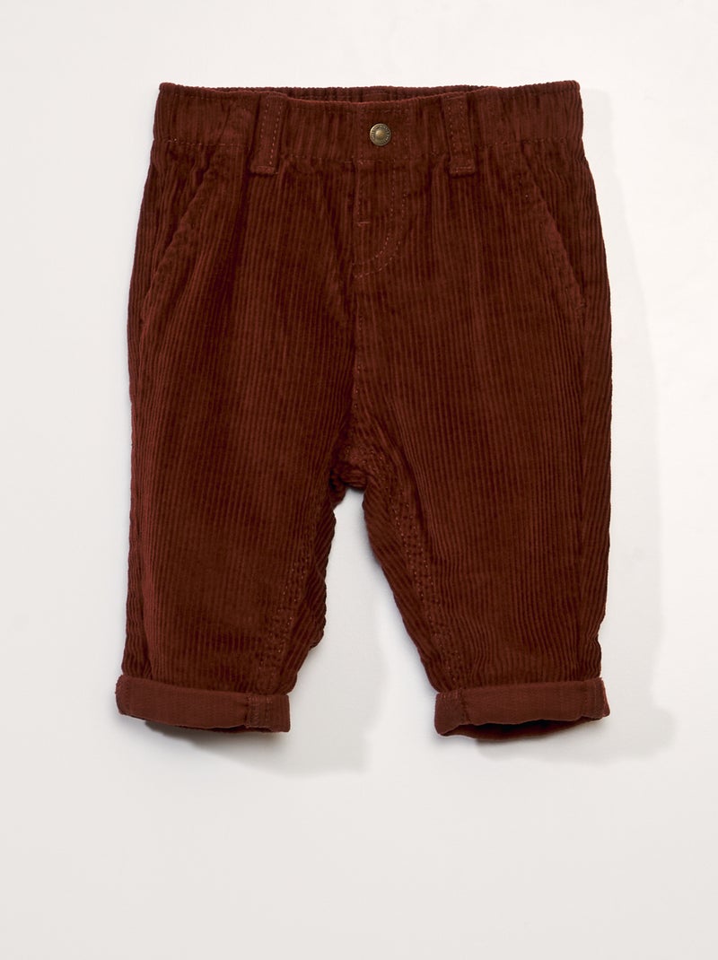 Pantaloni paperbag in velluto MARRONE - Kiabi