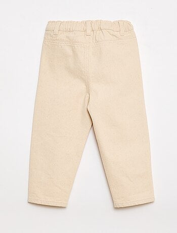 Pantaloni paperbag ricamati all-over in twill di cotone