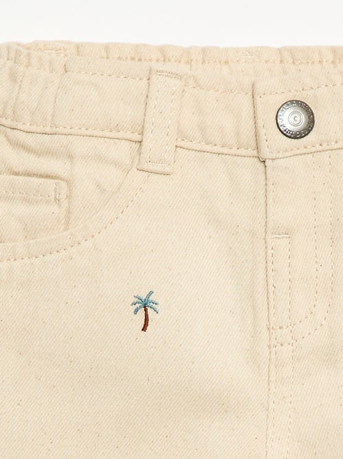 Pantaloni paperbag ricamati all-over in twill di cotone - Kiabi