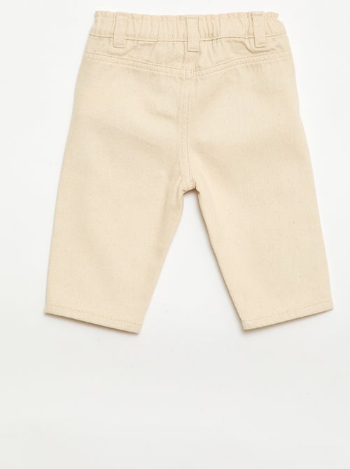 Pantaloni paperbag ricamati all-over in twill di cotone - Kiabi