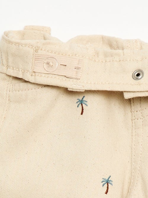 Pantaloni paperbag ricamati all-over in twill di cotone - Kiabi