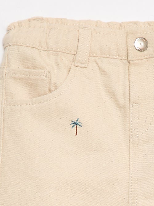 Pantaloni paperbag ricamati all-over in twill di cotone - Kiabi