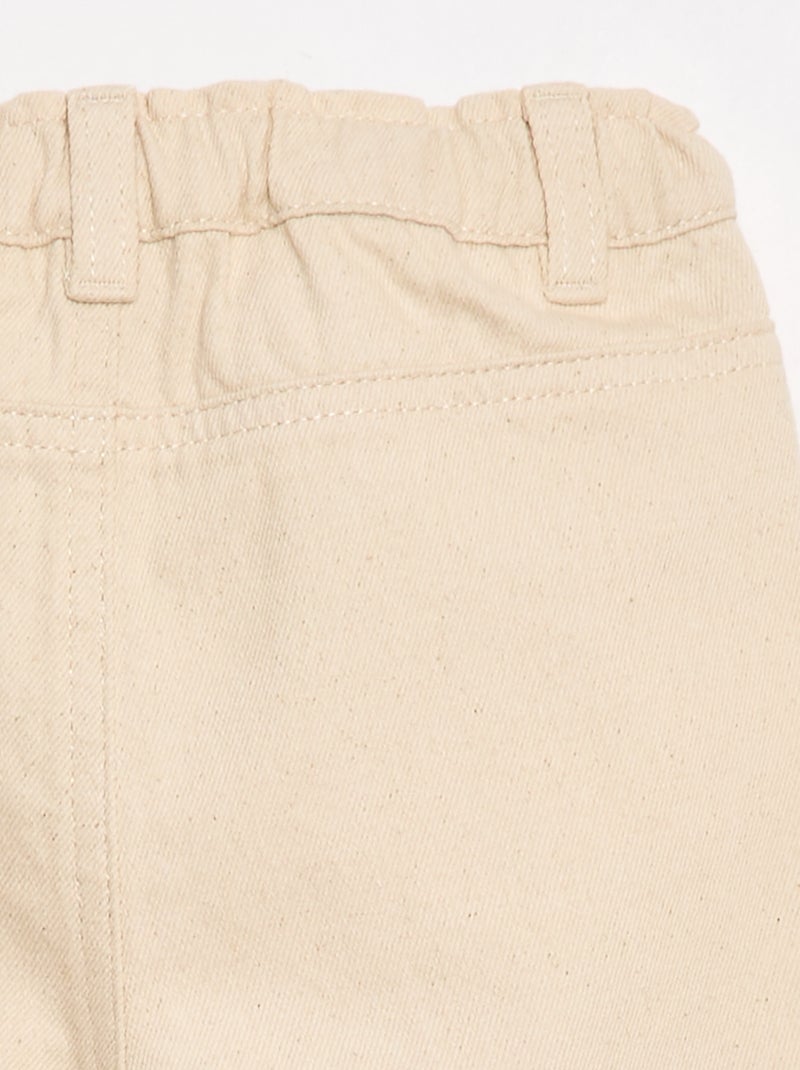 Pantaloni paperbag ricamati all-over in twill di cotone Beige - Kiabi