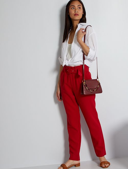Pantaloni paperbag - rosso - Kiabi - 18.00€
