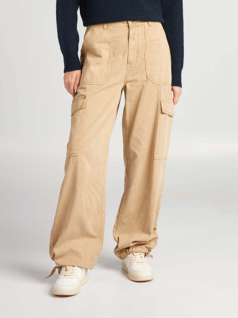 Pantaloni parachute in jeans Beige - Kiabi