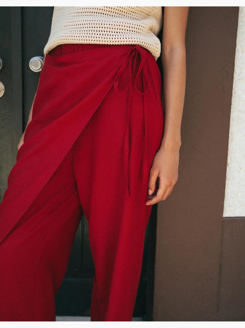 Pantaloni pareo di lino, mo fashion Rosso - Kiabi
