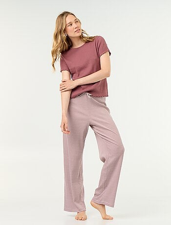 Pantaloni pigiama in maglia a costine