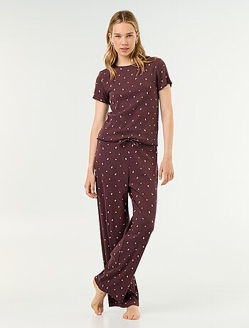 Pantaloni pigiama in maglia a costine