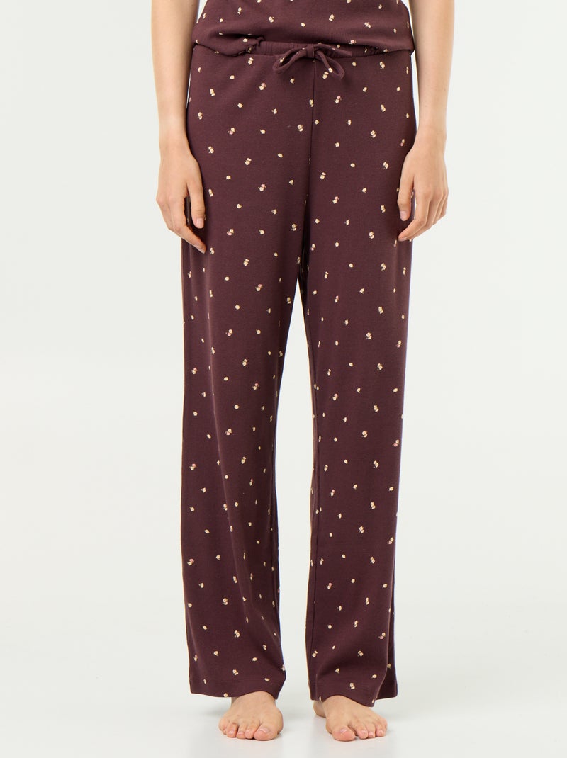 Pantaloni pigiama in maglia a costine Marrone scuro - Kiabi
