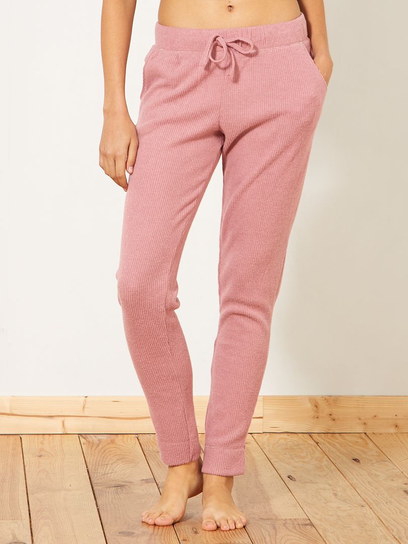 Pantaloni pigiama maglia a coste rosa - Kiabi