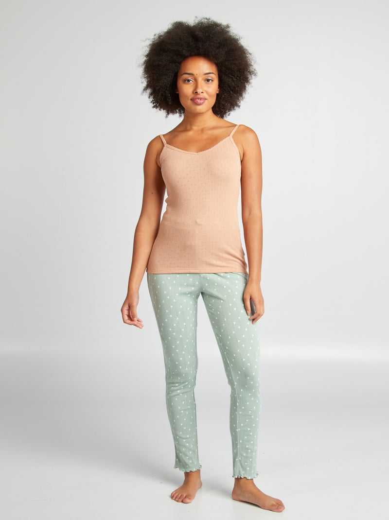 Pantaloni pigiama stampati in maglia pointelle VERDE - Kiabi