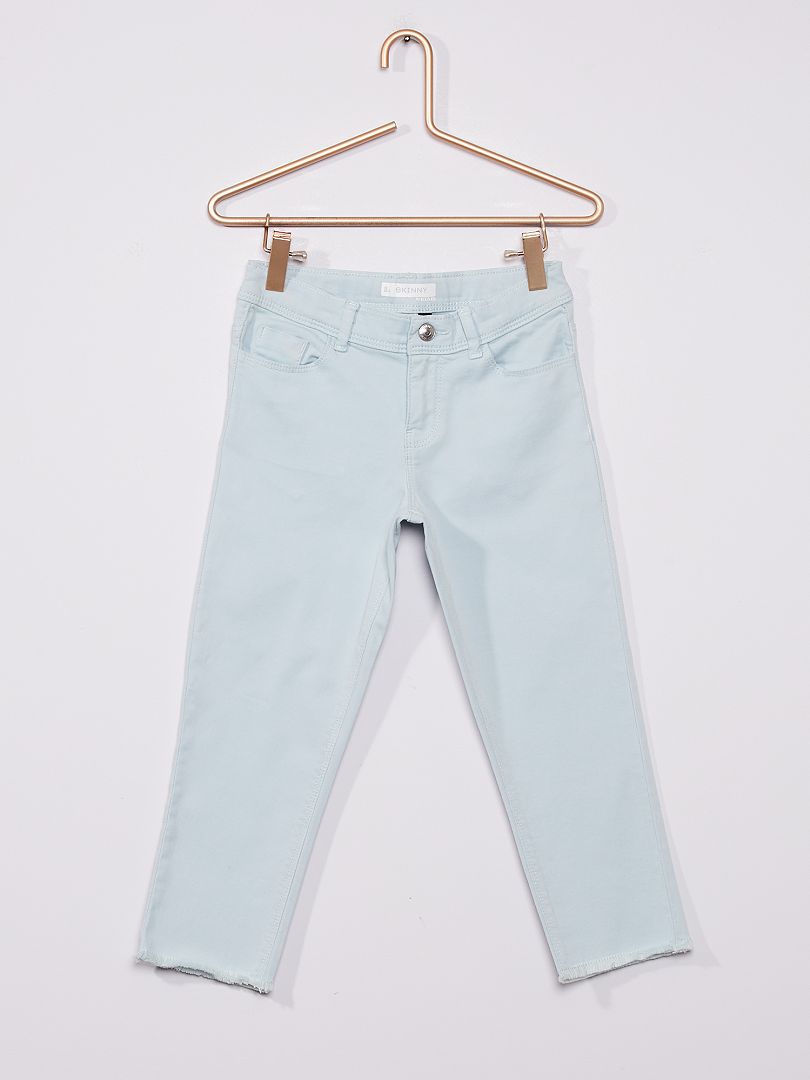 Pantaloni pinocchietto in cotone stretch blu chiaro - Kiabi