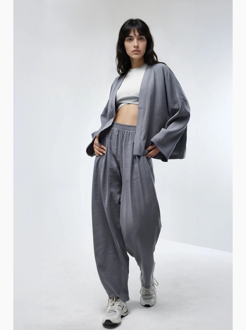 Pantaloni plissettati a gamba ampia busem Grigio scuro - Kiabi