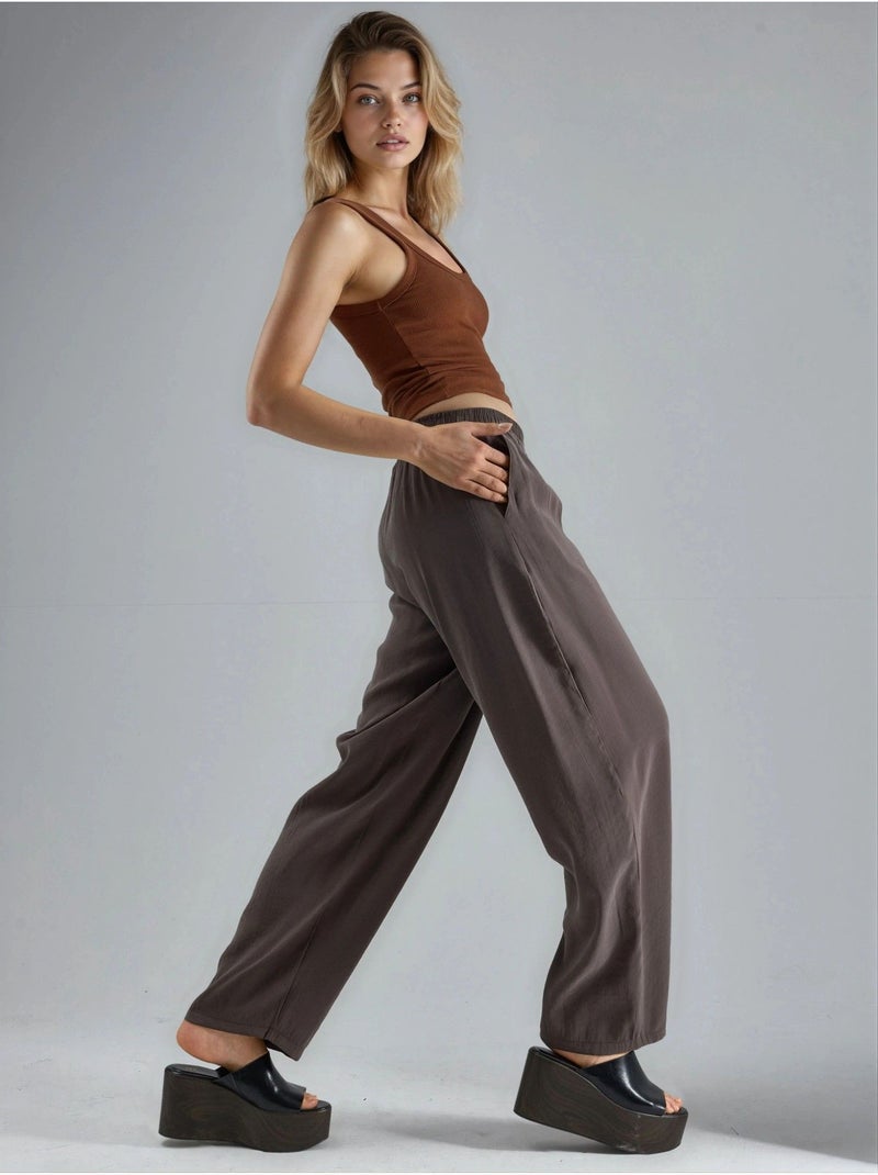 Pantaloni plissettati a gamba ampia busem Marrone chiaro - Kiabi