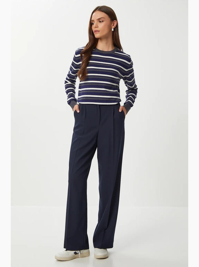 Pantaloni plissettati a gamba dritta istanbul Blu marino - Kiabi