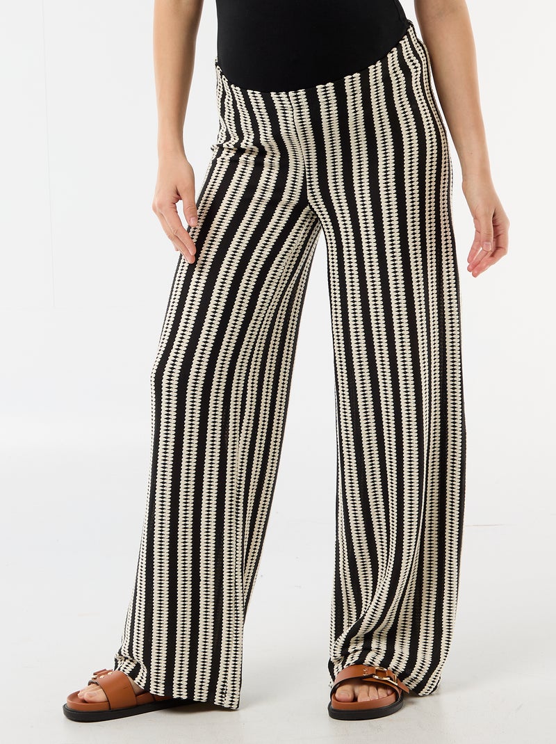 Pantaloni premaman a righe in maglia Beige - Kiabi