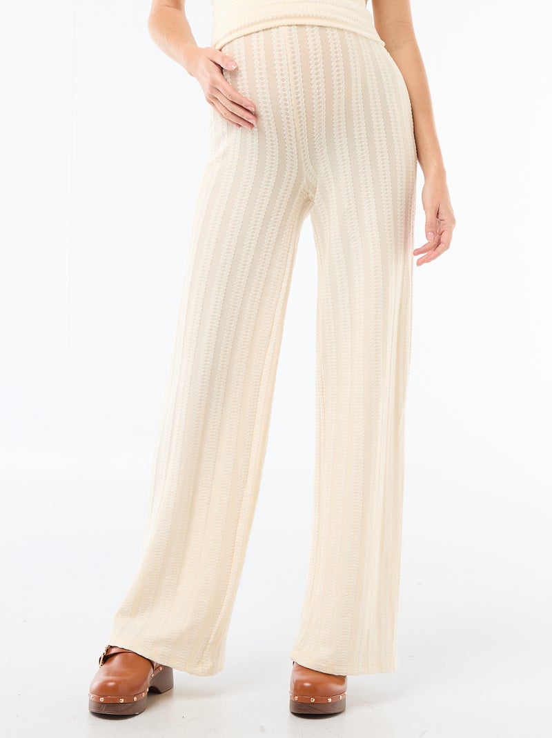 Pantaloni premaman a righe in maglia Bianco - Kiabi