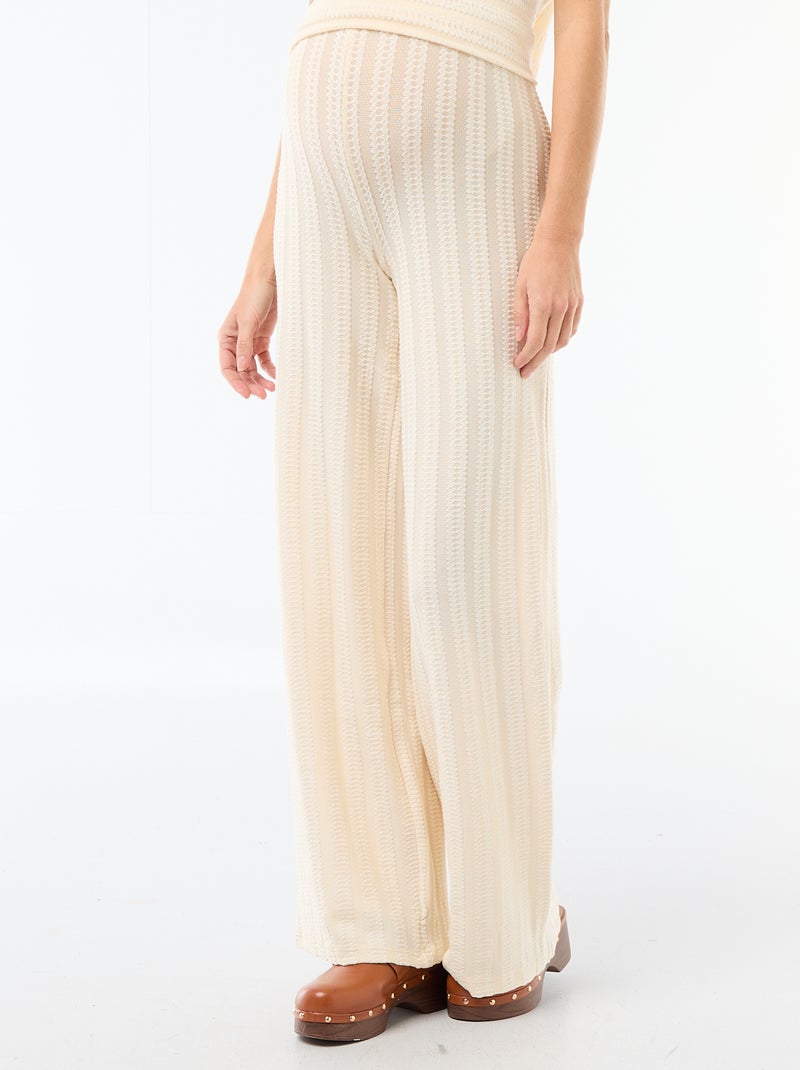 Pantaloni premaman a righe in maglia Bianco - Kiabi