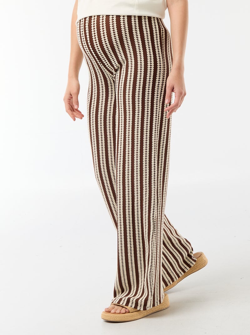 Pantaloni premaman a righe in maglia Bianco - Kiabi