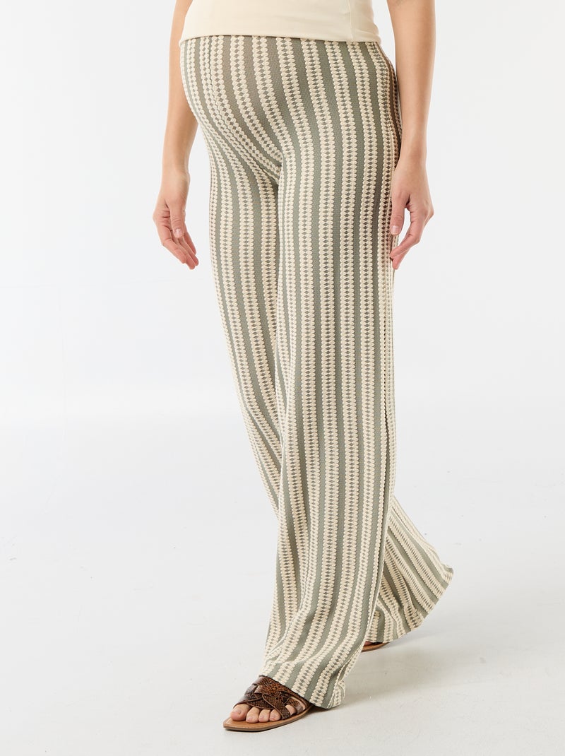 Pantaloni premaman a righe in maglia Bianco - Kiabi