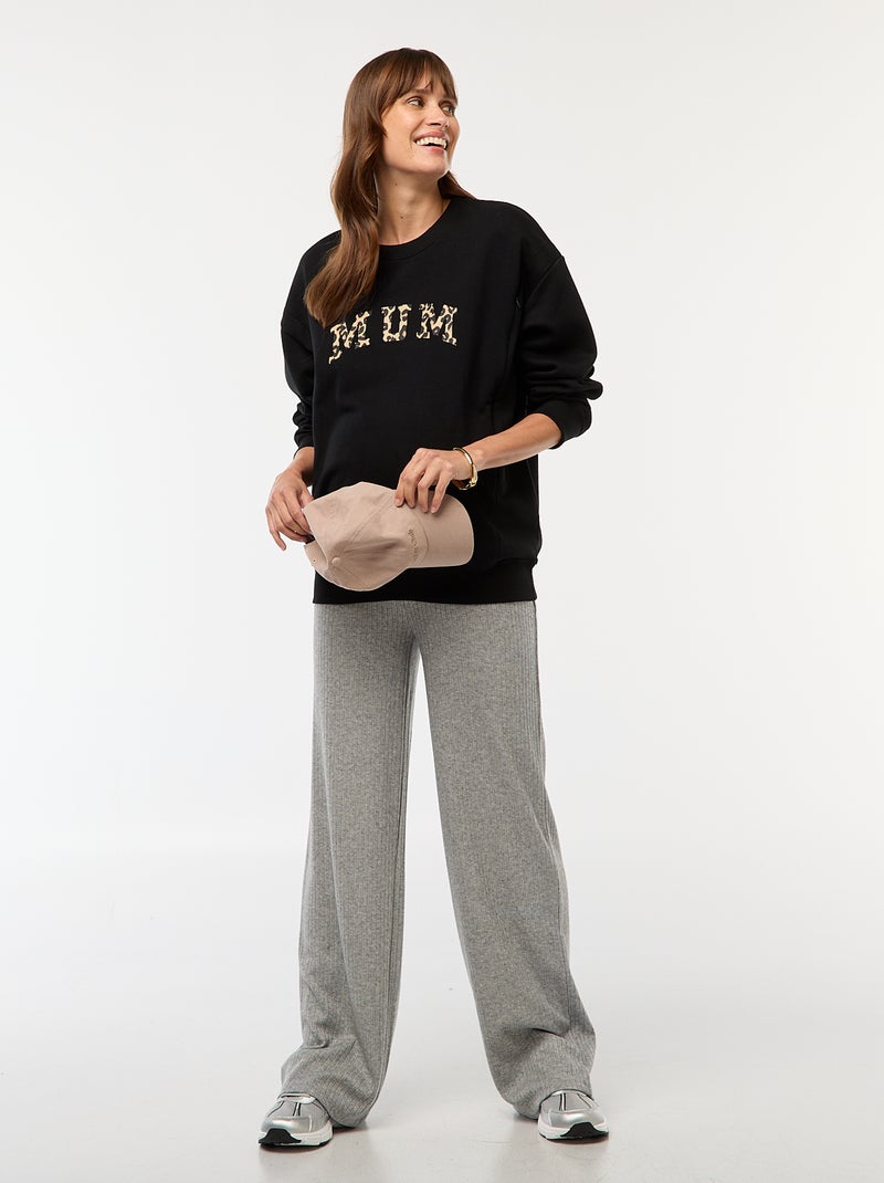 Pantaloni premaman ampi in costina Grigio - Kiabi