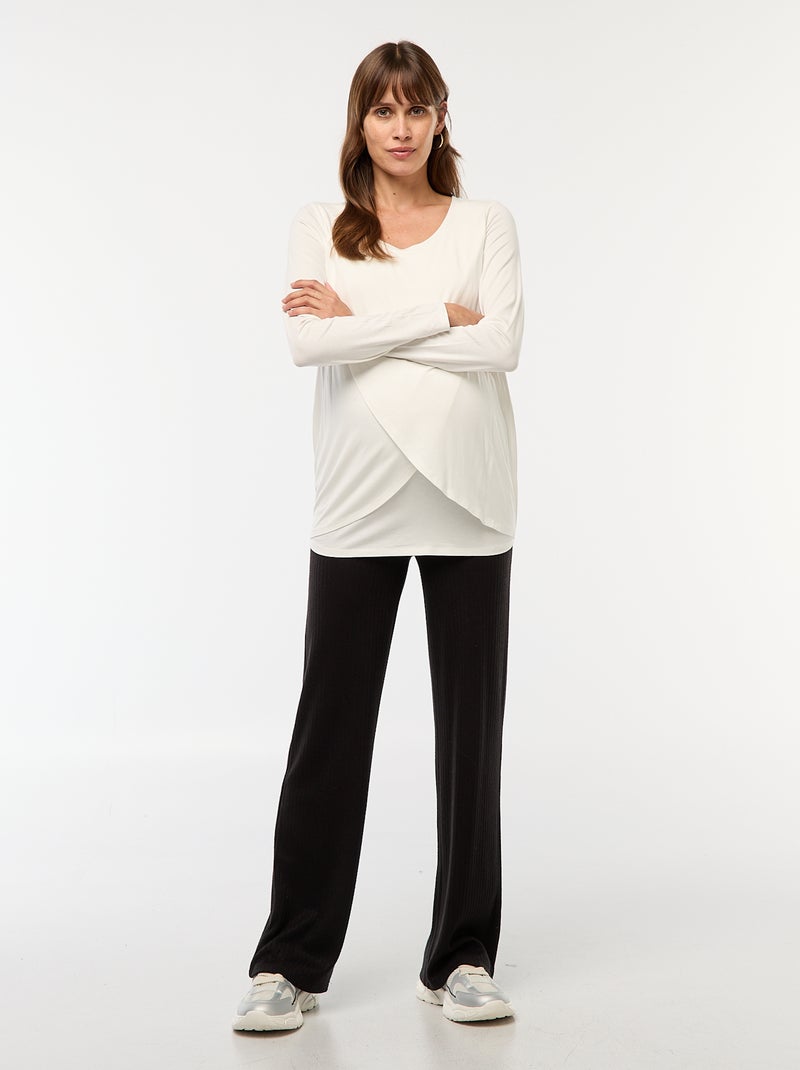 Pantaloni premaman ampi in costina Nero - Kiabi