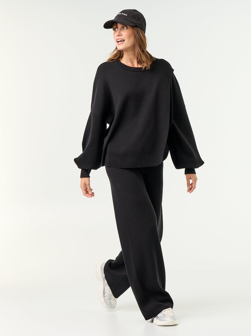 Pantaloni premaman ampi in maglia Nero - Kiabi