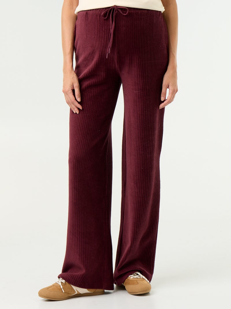 Pantaloni premaman ampi in velluto a costine Bordeaux - Kiabi