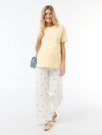 Pantaloni premaman con cintura elasticizzata e motivo ricamato