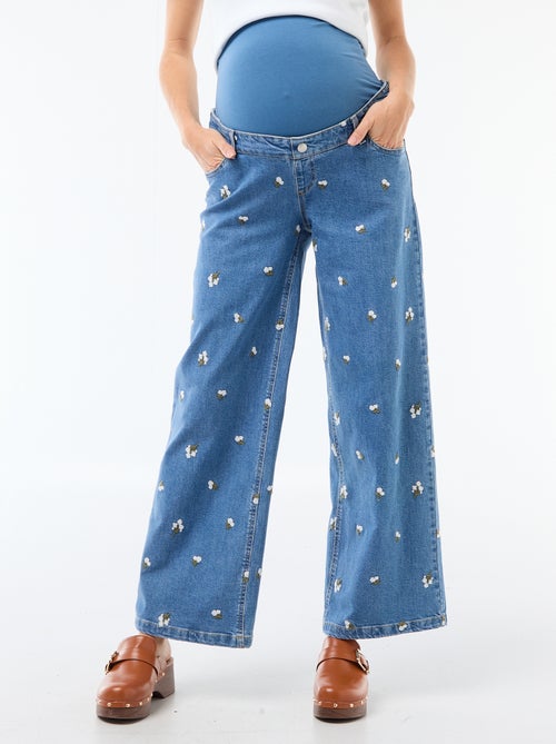 Pantaloni premaman con cintura elasticizzata e motivo ricamato - Kiabi Pantaloni premaman con cintura elasticizzata e motivo ricamato - Kiabi