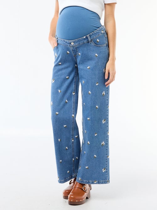 Pantaloni premaman con cintura elasticizzata e motivo ricamato - Kiabi Pantaloni premaman con cintura elasticizzata e motivo ricamato - Kiabi