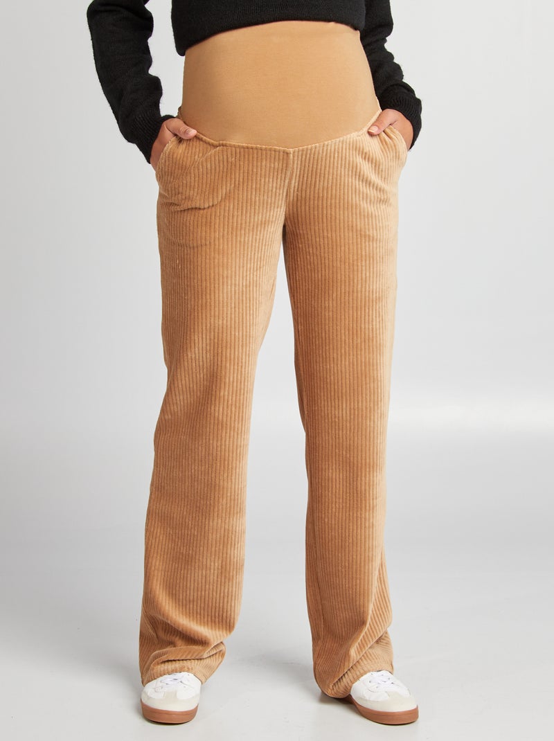 Pantaloni premaman in velluto a coste BEIGE - Kiabi