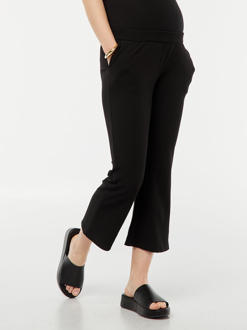 Pantaloni premaman larghi in maglia punto milano tinta unita nero - Kiabi