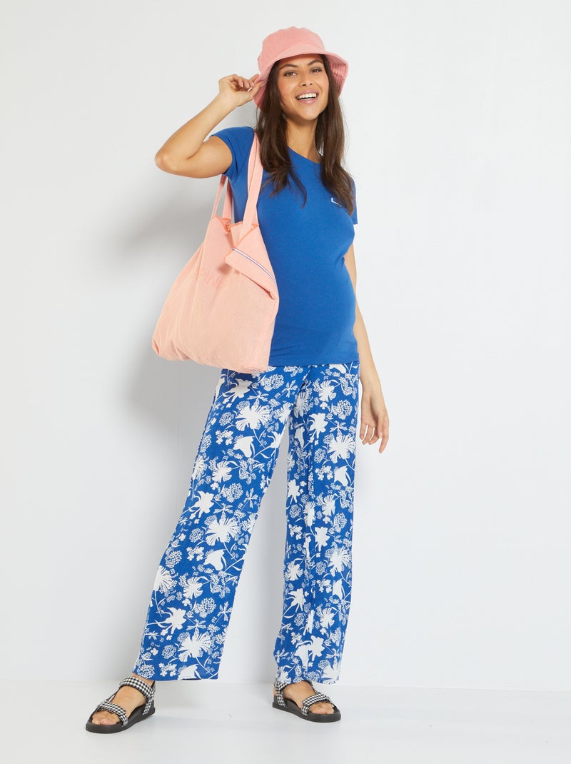 Pantaloni premaman larghi in tessuto crêpe BLU - Kiabi