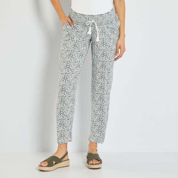 Pantaloni premaman morbidi con punto smock in vita - BIANCO - Kiabi - 19,00€
