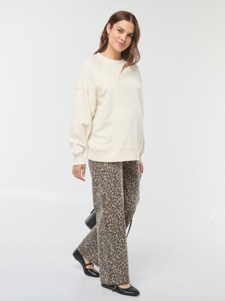 Pantaloni premaman wide leg con stampa leopardata