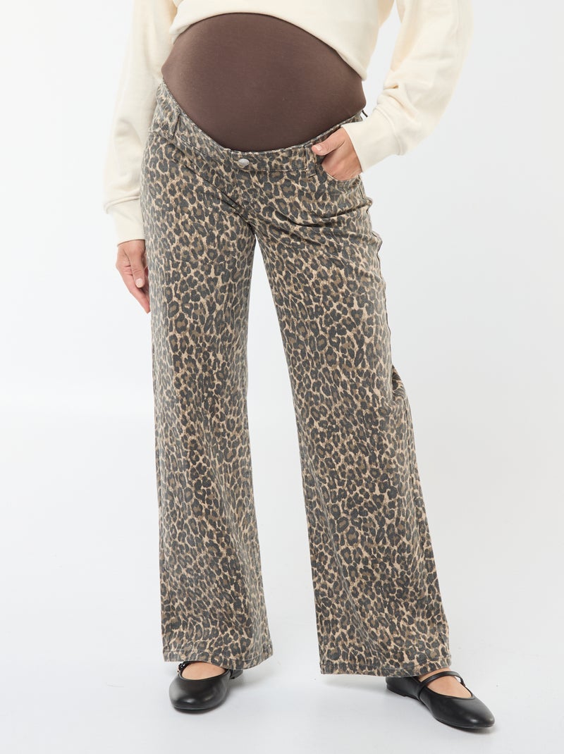 Pantaloni premaman wide leg con stampa leopardata Marrone - Kiabi