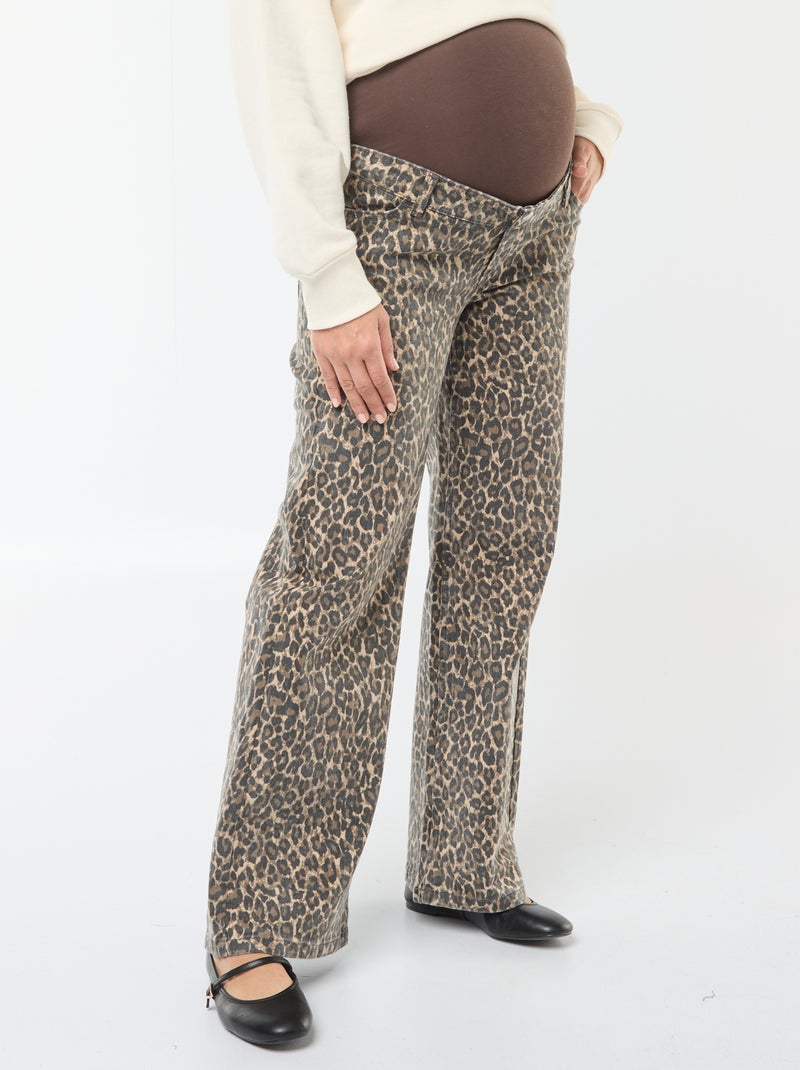 Pantaloni premaman wide leg con stampa leopardata Marrone - Kiabi