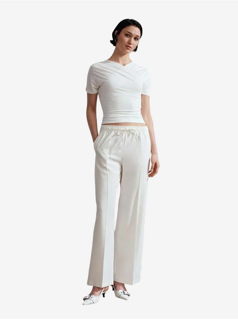 Pantaloni pull-on a gamba ampia dilvin Bianco - Kiabi